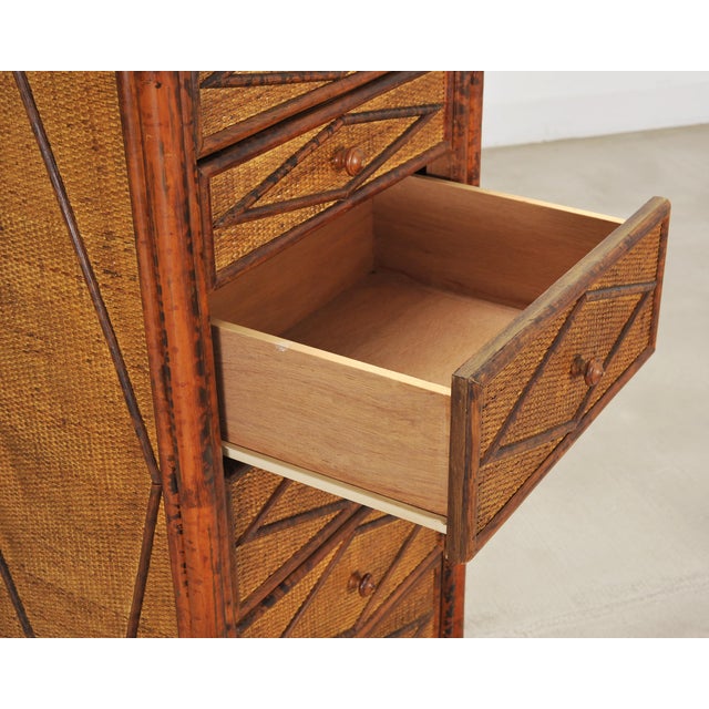 Carrie Bradshaw's English Aesthetic Bamboo Rattan Chest Dresser For Sale - Image 11 of 18
