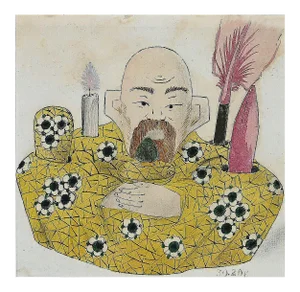 Unknown - Porcelain Writing Service - Original China Ink and Watercolor Drawing - 1890s
