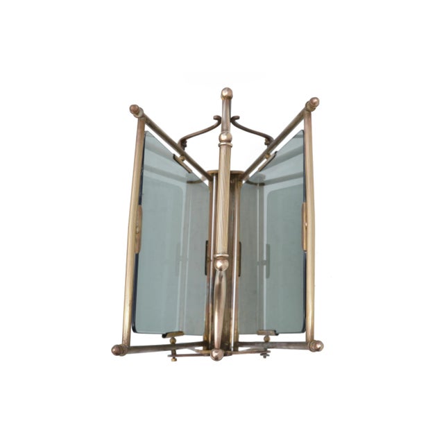 Jacques Adnet Jacques Adnet French Neoclassical Brass & Smoked Glass Magazine Rack For Sale - Image 4 of 13