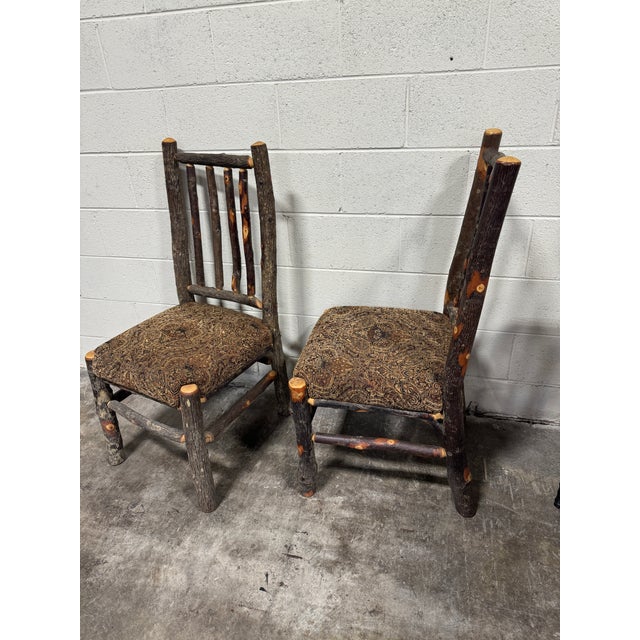 Rustic Old Hickory Style Dining Accent Chairs - a Pair For Sale - Image 3 of 8