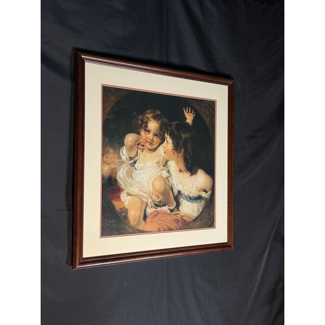 Wood 1980s Classic Portrait-Style Framed Wall Art With Cream Mat, 32” X 32” For Sale - Image 7 of 8