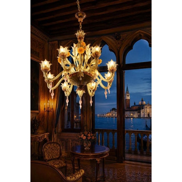 Murano Glass Chandelier, 1950s For Sale - Image 9 of 18