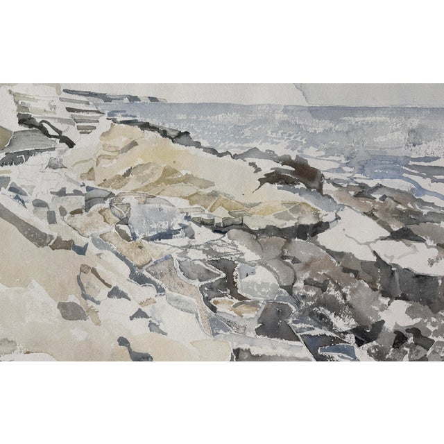 Expressionism "Welsh Coast at Ogmore" by the Sea Original Watercolor by John Addyman For Sale - Image 3 of 5