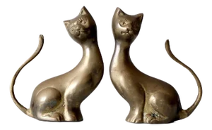 Mid-Century Brass Cats Pair