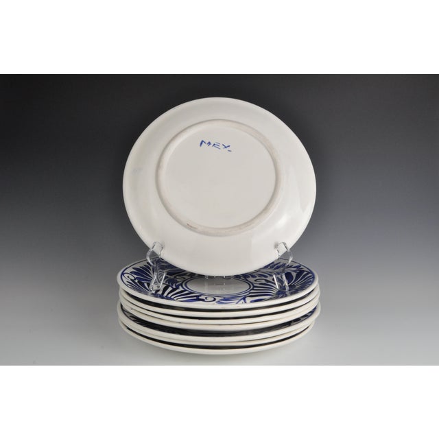 Late 20th Century HandPainted Blue and White Mexican Dinner Plates
