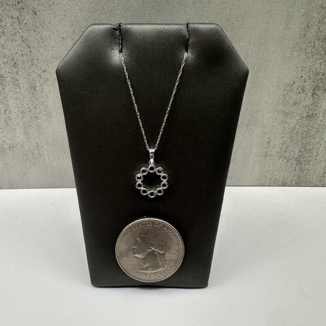 Bezel Set Blue Sapphire Necklace in 10kt White Gold, 18", New For Sale - Image 4 of 5