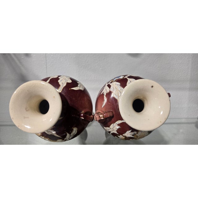 Late 19th Century Pair of Antique Japanese Satsuma Moriage Peony Vases 19th C Expertly Restored For Sale - Image 5 of 8