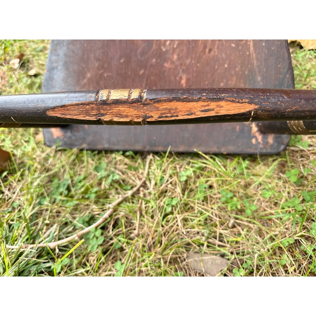 19th Century Antique Pennsylvania Hand-Painted Folk Art Half-Windsor Plank-Seat Chair For Sale - Image 10 of 11