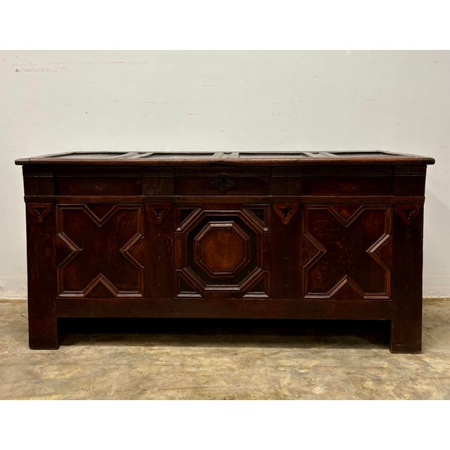 English 18th Century English Oak Coffer For Sale - Image 3 of 11