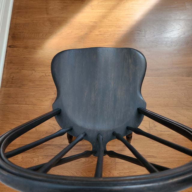 Vintage Windsor-Style Brace Back Chair Newly Refinished in Carbon Grey For Sale - Image 10 of 12
