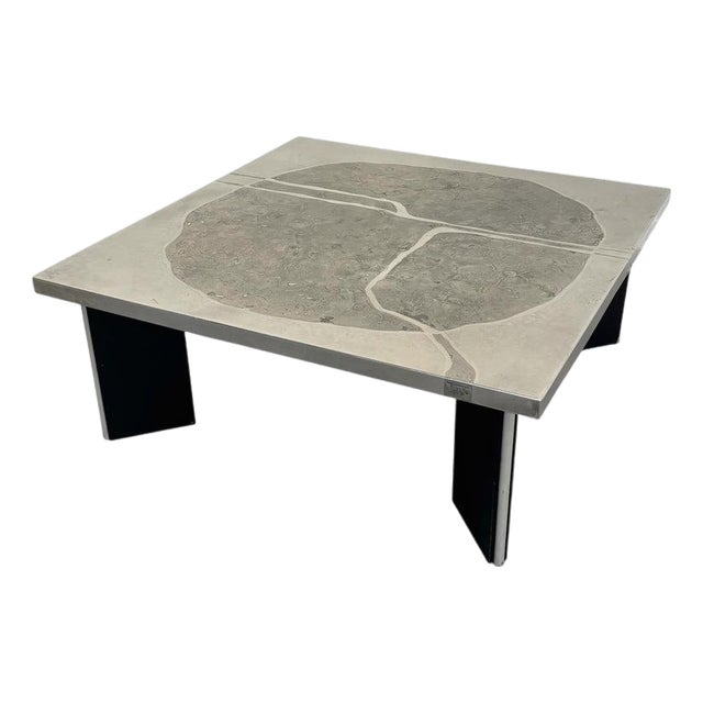 Heinz Lilienthal Etched Stainless Steel Coffee Table, 1970s For Sale