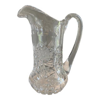 Vintage French Cut Glass Pitcher For Sale