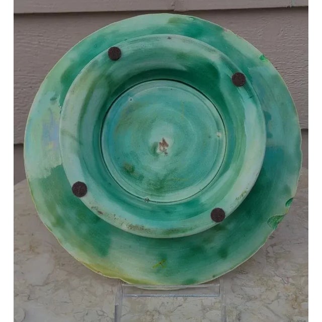 Ceramic Antique Majolica Begonia Leaf Compote For Sale - Image 7 of 11