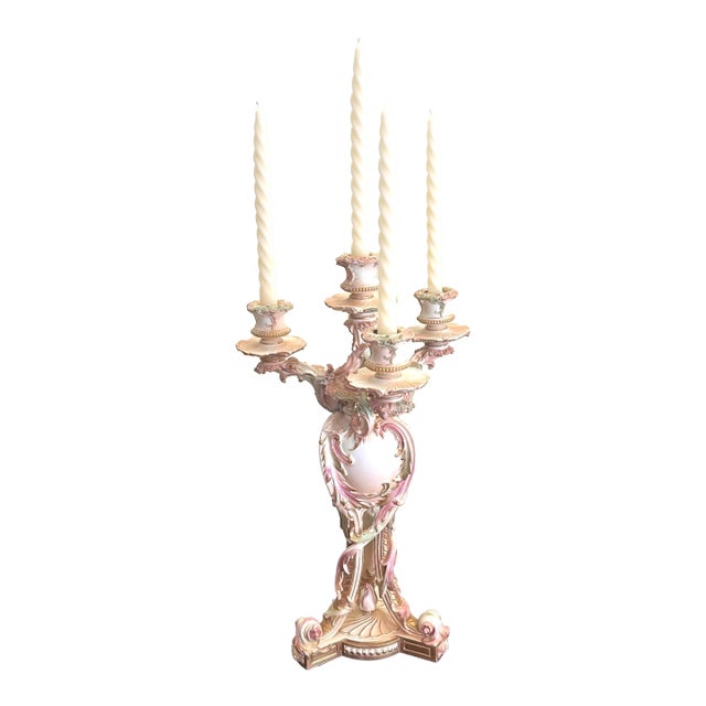 Rare, Royal Worcester Porcelain, Four-Light Candelabra, Dated 1892 For Sale