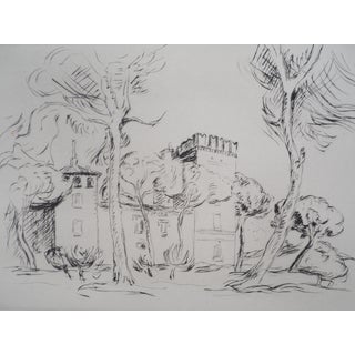 Lucien Mainssieux, Roman Castle, Original Signed Etching, 1949 For Sale