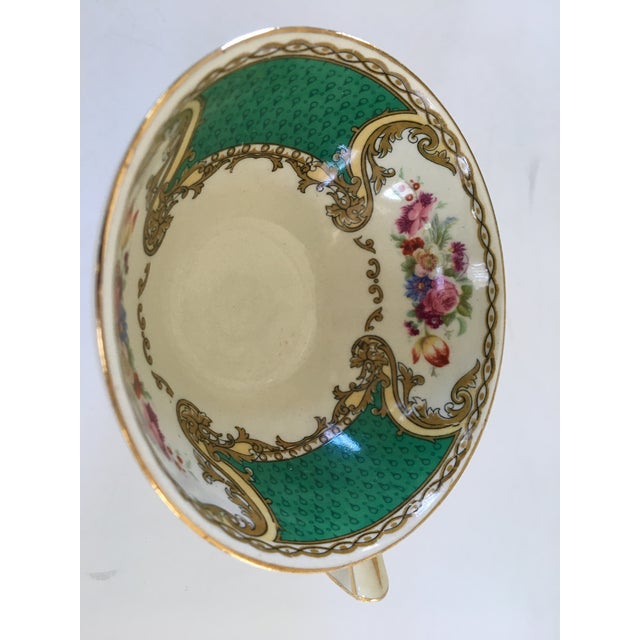 Made in England Vintage Myotts Staffordshire Royal Crown "The Bouquet Green" Porcelain Cups