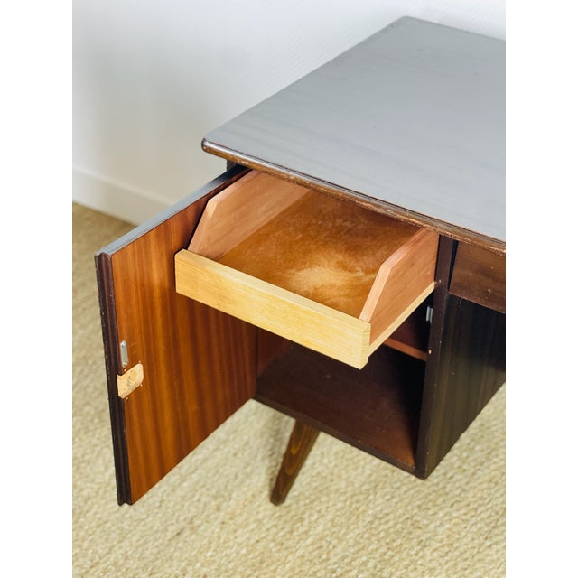 Vintage, mid-century modern, double-sided executive desk in mahogany, dating from the 1960s, by bühne mignon möbel. a...