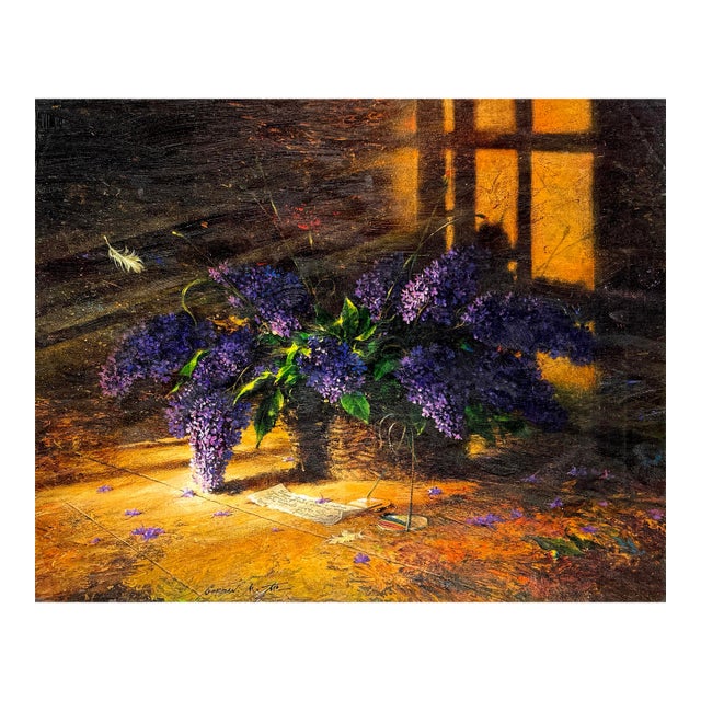 Michael Gorban, Sunlight & Lilacs, Hand Signed Giclee on Canvas, 16 X 20 In., Edition of 25 For Sale