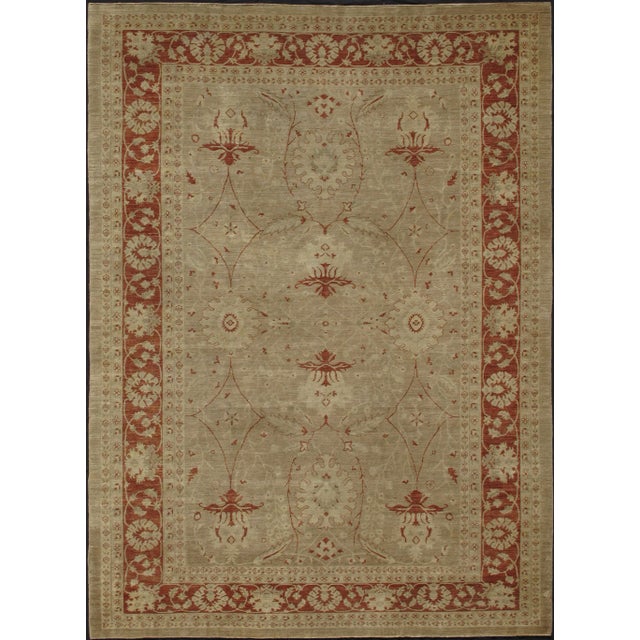 Sultanabad Design Rug With Stylized Design in Light Camel, Cream & Garnet Red by Keivan Woven Arts For Sale In Atlanta - Image 6 of 6
