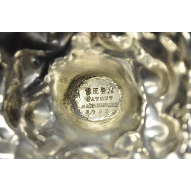 Antique Victorian Japanese Silver Plated Rose Flower Repousse Nut Bowl Dish For Sale - Image 14 of 16