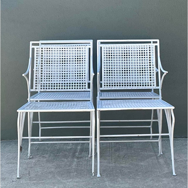 Mid 20th Century Vintage MCM Wrought Iron Outdoor Dining Set of 5 For Sale - Image 5 of 13