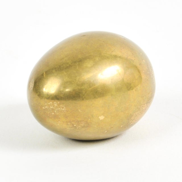 Bauhaus Signed Carl Aubock Solid Brass Egg Paperweight Made in Austria For Sale - Image 3 of 12