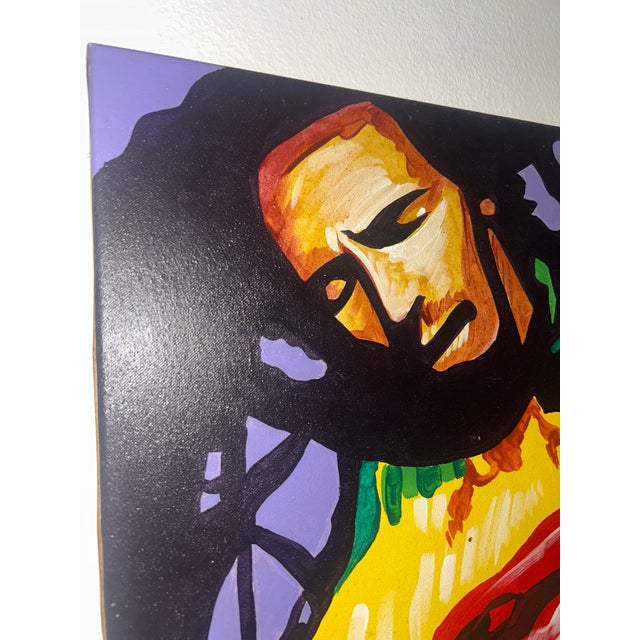 Cadman Mathias Signed Original “Bob Marley” Acrylic on Canvas Portrait Painting For Sale - Image 6 of 9