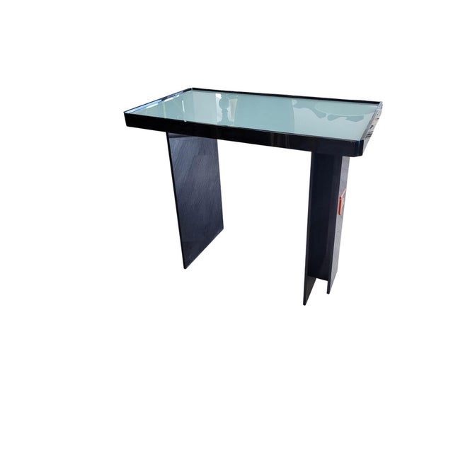 1980s Vintage Postmodern Architectural Black Acrylic Nightstands or End Tables, Pair For Sale - Image 5 of 11