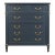 Vintage “By Drexel” Solid Wood Highboy Dresser | Charcoal Blue & Gold For Sale