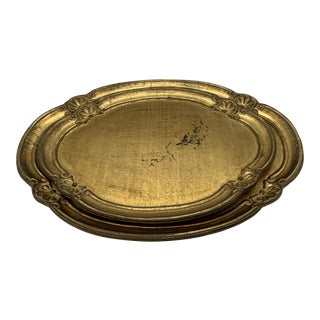 Mid 20th Century Italian Wooden Gilt Trays - Set of 3 For Sale