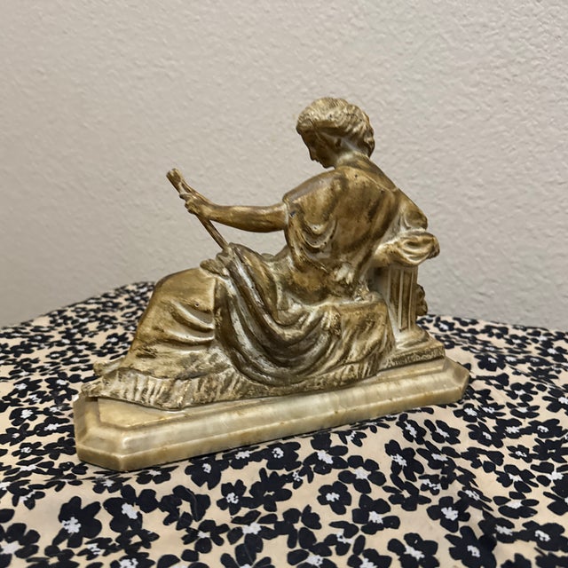 Antique 19th Century Gilt Neo-Classical Seated Woman For Sale - Image 4 of 9