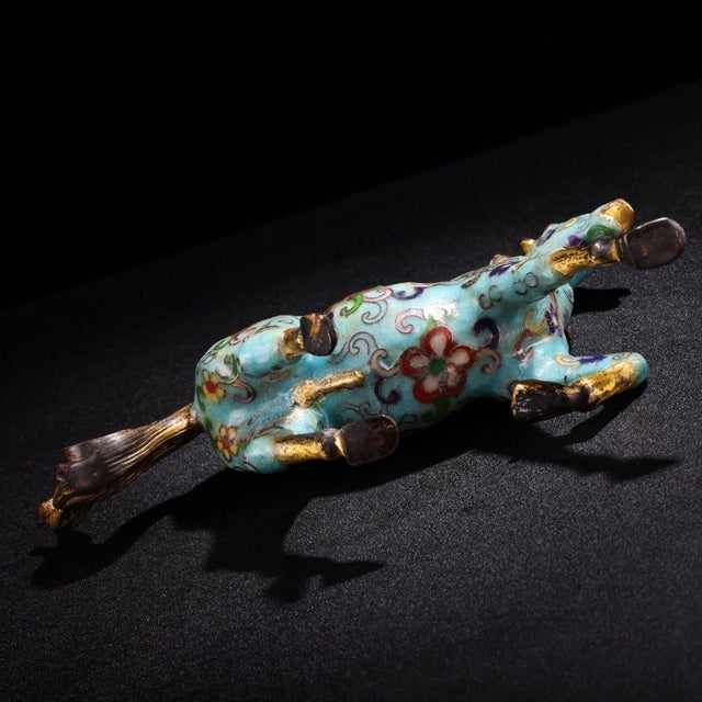 Late 19th Century Cloisonné Enamel Horse Figurine With Gilt Accents, 1.1kg For Sale - Image 10 of 10