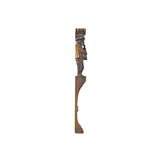 This is an antique, 19th century, English, hand-carved, flutist, furniture pilaster. The piece shows some minor wear in...