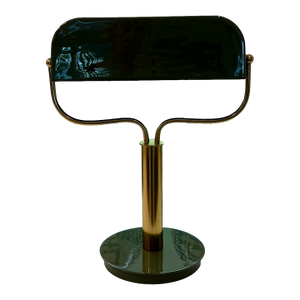 Contemporary Army Green Lacquer Brass Modern Banker Desk Lamp