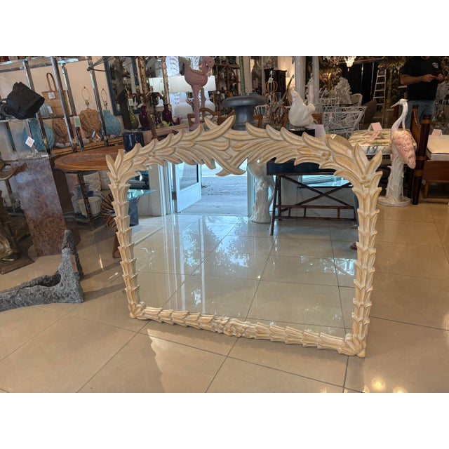 1970s Vintage Serge Roche Style Palm Beach Frond Leaf Leaves Tree Wall Mirror For Sale - Image 5 of 8