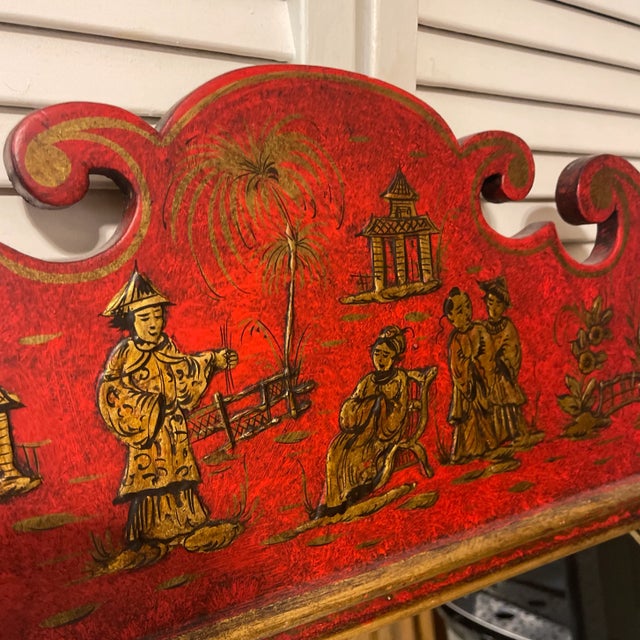 Mid 20th Century Red and Gold Chinoiserie Mirror For Sale - Image 5 of 7