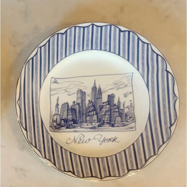 Complete Set of 6 Christian Lacroix "Cartes Postales" Porcelain Salad Plates For Sale In Palm Springs - Image 6 of 9