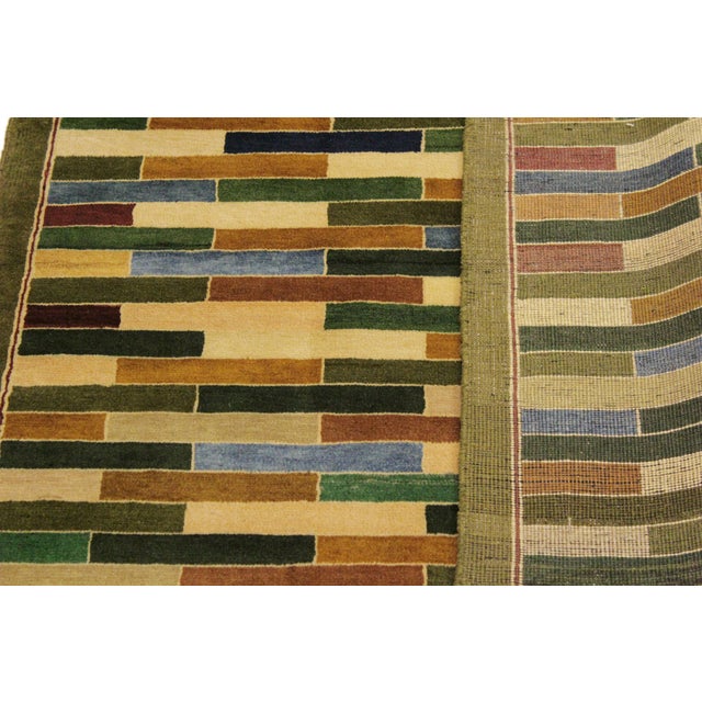 Green Boho Chic Gabbeh Green/Blue Wool Rug - 3'10'' X 5'10'' For Sale - Image 8 of 10