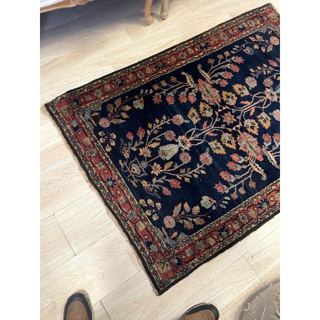 Antique Persian Sarouk Mahajiran Rug 3.3' X 5.2' (100cm X 158cm) 1900s For Sale - Image 9 of 10