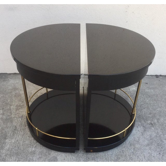Henredon Black Lacquered Side Tables - A Pair | Chairish