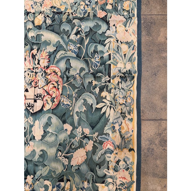 Vintage European Coat of Arms Botanical Tapestry For Sale In Los Angeles - Image 6 of 8