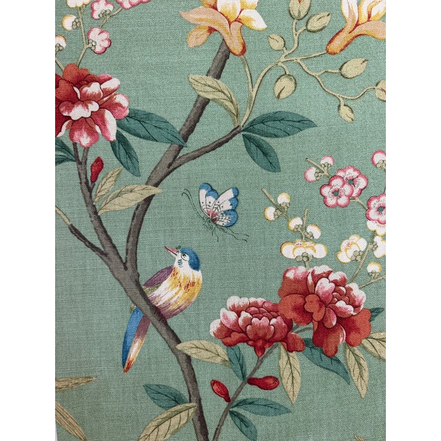 Lee Jofa Gp & J Baker Lee Jofa Linen Peony & Blossom Leaf Green Red 1 6/8 Yards Fabric For Sale - Image 4 of 4