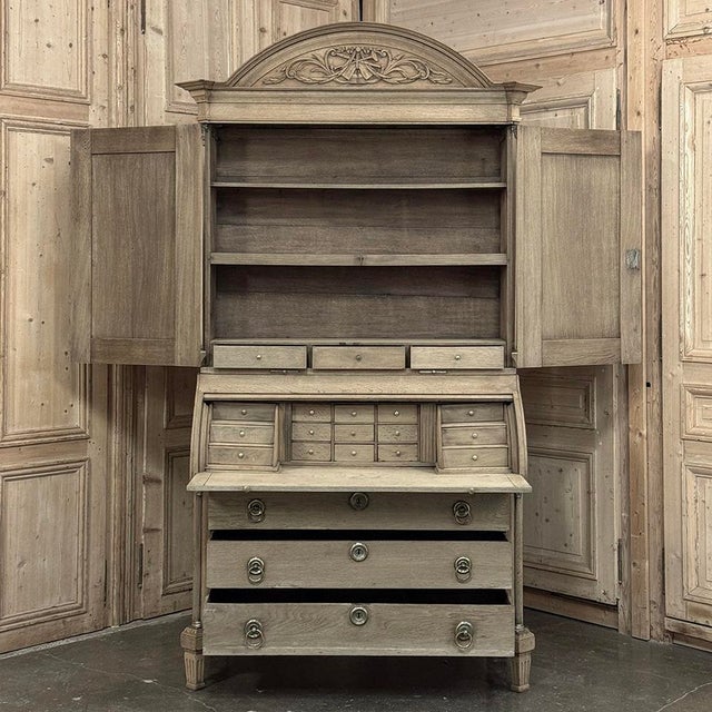 18th Century Dutch Neoclassical Stripped Oak Secretary ~ Bookcase For Sale - Image 13 of 18