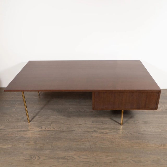 Mid-Century Modern Mid Century Modern 2-Drawer Cocktail Table in Walnut and Brass by Harvey Probber For Sale - Image 3 of 8