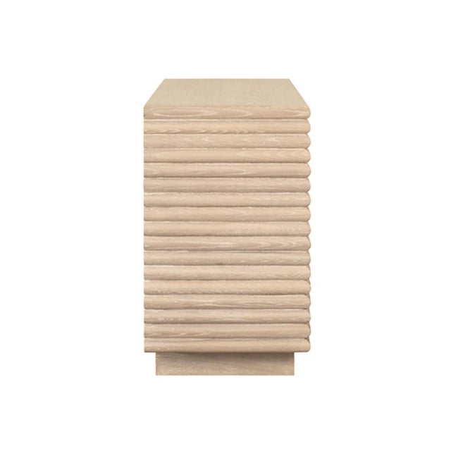 Contemporary Matthew Izzo Home Mateo Cerused Oak Three Drawer Side Table With Brass Drawer Pulls For Sale - Image 3 of 5