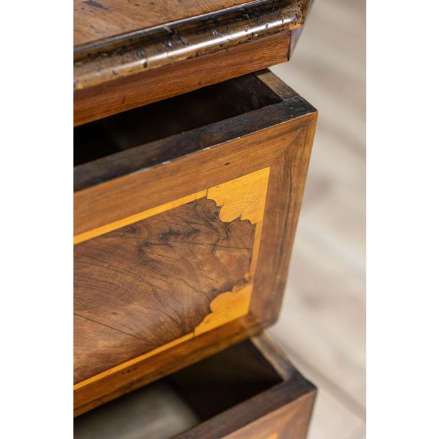 Baroque Italian 1690s Walnut and Ash Three-Drawer Commode with Inlaid Décor For Sale - Image 3 of 17