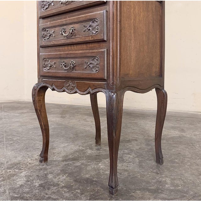 Wood Antique French Louis XV Walnut Petit Commode ~ Nightstand For Sale - Image 7 of 11