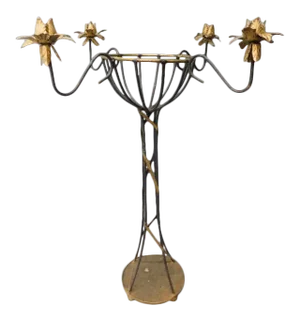1980s Tole Plant Stand and Candle Holder