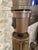 Hammered metal and leather floor lamp, brutalist style, by Jean-Pierre Rickaert, French master metalworker and designer....