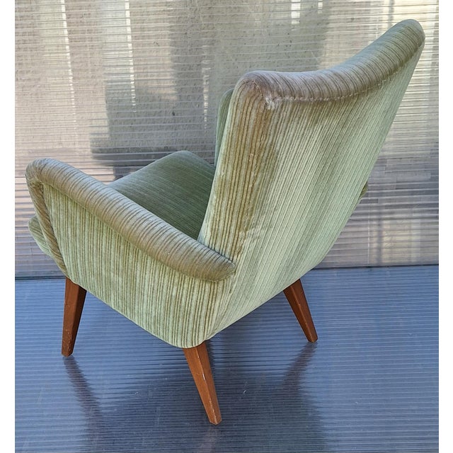 Vintage Chair with Beech and Green Fabric, 1960s For Sale - Image 4 of 8